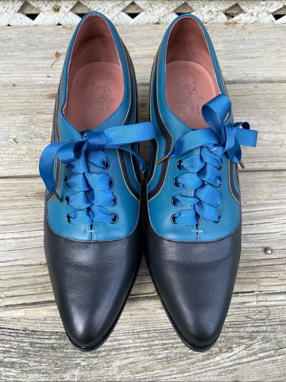 American Duchess Bernadette Blue/Black Edwardian Oxford Shoe Women's Size 9.5 - Picture 3 of 14